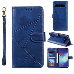 Embossing Geometric Leather Wallet Case for Samsung Galaxy S10 5G (6.7 inch) - Blue