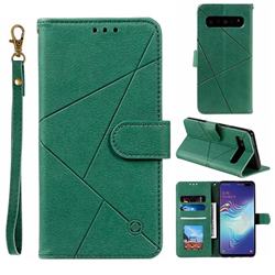 Embossing Geometric Leather Wallet Case for Samsung Galaxy S10 5G (6.7 inch) - Green