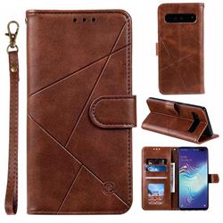 Embossing Geometric Leather Wallet Case for Samsung Galaxy S10 5G (6.7 inch) - Brown