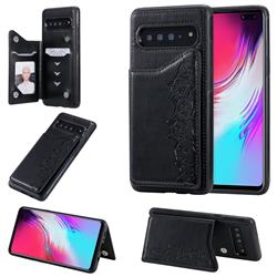 Yikatu Luxury Cute Cats Multifunction Magnetic Card Slots Stand Leather Back Cover for Samsung Galaxy S10 5G (6.7 inch) - Black