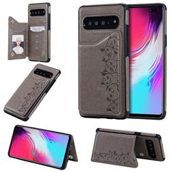 Yikatu Luxury Cute Cats Multifunction Magnetic Card Slots Stand Leather Back Cover for Samsung Galaxy S10 5G (6.7 inch) - Gray