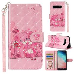 Pink Bear 3D Leather Phone Holster Wallet Case for Samsung Galaxy S10 5G (6.7 inch)