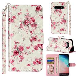 Rambler Rose Flower 3D Leather Phone Holster Wallet Case for Samsung Galaxy S10 5G (6.7 inch)
