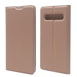 Ultra Slim Card Magnetic Automatic Suction Leather Wallet Case for Samsung Galaxy S10 5G (6.7 inch) - Rose Gold