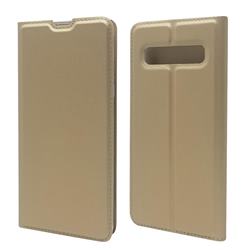 Ultra Slim Card Magnetic Automatic Suction Leather Wallet Case for Samsung Galaxy S10 5G (6.7 inch) - Champagne