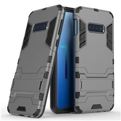 Armor Premium Tactical Grip Kickstand Shockproof Dual Layer Rugged Hard Cover for Samsung Galaxy S10e (5.8 inch) - Gray