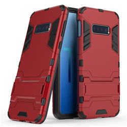 Armor Premium Tactical Grip Kickstand Shockproof Dual Layer Rugged Hard Cover for Samsung Galaxy S10e (5.8 inch) - Wine Red