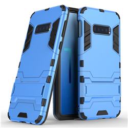Armor Premium Tactical Grip Kickstand Shockproof Dual Layer Rugged Hard Cover for Samsung Galaxy S10e (5.8 inch) - Light Blue