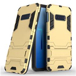 Armor Premium Tactical Grip Kickstand Shockproof Dual Layer Rugged Hard Cover for Samsung Galaxy S10e (5.8 inch) - Golden