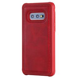 Luxury Shatter-resistant Leather Coated Phone Back Cover for Samsung Galaxy S10e (5.8 inch) - Red