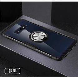 Acrylic Glass Carbon Invisible Ring Holder Phone Cover for Samsung Galaxy S10e (5.8 inch) - Silver Black