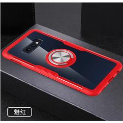 Acrylic Glass Carbon Invisible Ring Holder Phone Cover for Samsung Galaxy S10e (5.8 inch) - Charm Red