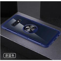 Acrylic Glass Carbon Invisible Ring Holder Phone Cover for Samsung Galaxy S10e (5.8 inch) - Azure