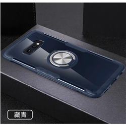Acrylic Glass Carbon Invisible Ring Holder Phone Cover for Samsung Galaxy S10e (5.8 inch) - Navy