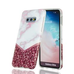 Stitching Rose Marble Clear Bumper Glossy Rubber Silicone Phone Case for Samsung Galaxy S10e (5.8 inch)