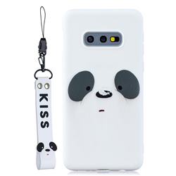 White Feather Panda Soft Kiss Candy Hand Strap Silicone Case for Samsung Galaxy S10e (5.8 inch)