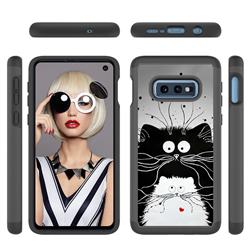 Black and White Cat Shock Absorbing Hybrid Defender Rugged Phone Case Cover for Samsung Galaxy S10e (5.8 inch)