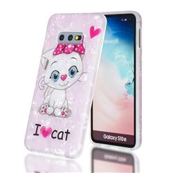 I Love Cat Shell Pattern Clear Bumper Glossy Rubber Silicone Phone Case for Samsung Galaxy S10e (5.8 inch)