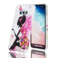 Flower Butterfly Girl Shell Pattern Clear Bumper Glossy Rubber Silicone Phone Case for Samsung Galaxy S10e (5.8 inch)