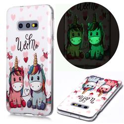 Couple Unicorn Noctilucent Soft TPU Back Cover for Samsung Galaxy S10e (5.8 inch)
