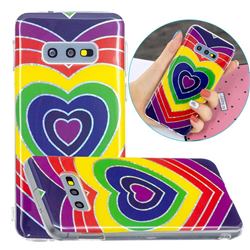 Rainbow Heart Painted Galvanized Electroplating Soft Phone Case Cover for Samsung Galaxy S10e (5.8 inch)