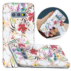 Tropical Rainforest Flower Painted Marble Electroplating Protective Case for Samsung Galaxy S10e (5.8 inch)