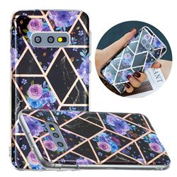 Black Flower Painted Marble Electroplating Protective Case for Samsung Galaxy S10e (5.8 inch)