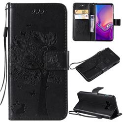 Embossing Butterfly Tree Leather Wallet Case for Samsung Galaxy S10e(5.8 inch) - Black