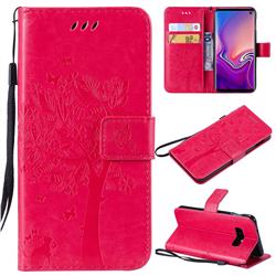 Embossing Butterfly Tree Leather Wallet Case for Samsung Galaxy S10e(5.8 inch) - Rose