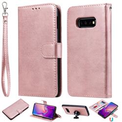 Retro Greek Detachable Magnetic PU Leather Wallet Phone Case for Samsung Galaxy S10e(5.8 inch) - Rose Gold