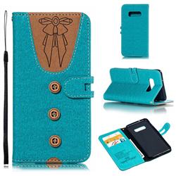 Ladies Bow Clothes Pattern Leather Wallet Phone Case for Samsung Galaxy S10e(5.8 inch) - Green