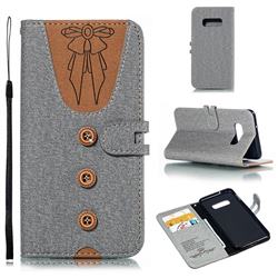 Ladies Bow Clothes Pattern Leather Wallet Phone Case for Samsung Galaxy S10e(5.8 inch) - Gray