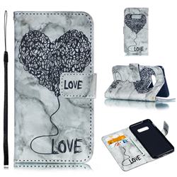 Marble Heart PU Leather Wallet Phone Case for Samsung Galaxy S10e(5.8 inch) - Black