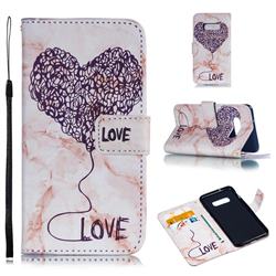 Marble Heart PU Leather Wallet Phone Case for Samsung Galaxy S10e(5.8 inch) - Purple