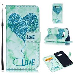 Marble Heart PU Leather Wallet Phone Case for Samsung Galaxy S10e(5.8 inch) - Green