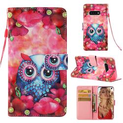 Flower Owl 3D Painted Leather Wallet Case for Samsung Galaxy S10e(5.8 inch)