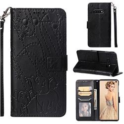 Embossing Fireworks Elephant Leather Wallet Case for Samsung Galaxy S10e(5.8 inch) - Black