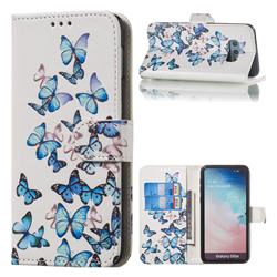 Blue Vivid Butterflies PU Leather Wallet Case for Samsung Galaxy S10e (5.8 inch)