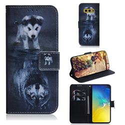 Wolf and Dog PU Leather Wallet Case for Samsung Galaxy S10e (5.8 inch)