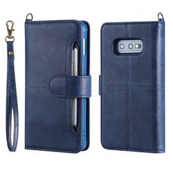 Retro Multi-functional Detachable Leather Wallet Phone Case for Samsung Galaxy S10e (5.8 inch) - Blue