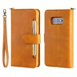 Retro Multi-functional Detachable Leather Wallet Phone Case for Samsung Galaxy S10e (5.8 inch) - Brown