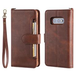 Retro Multi-functional Detachable Leather Wallet Phone Case for Samsung Galaxy S10e (5.8 inch) - Coffee