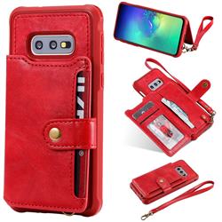 Retro Aristocratic Demeanor Anti-fall Leather Phone Back Cover for Samsung Galaxy S10e (5.8 inch) - Red