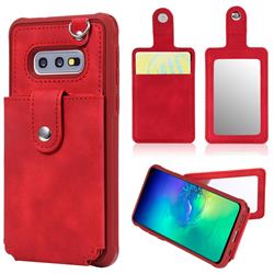 Retro Luxury Anti-fall Mirror Leather Phone Back Cover for Samsung Galaxy S10e (5.8 inch) - Red