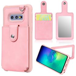 Retro Luxury Anti-fall Mirror Leather Phone Back Cover for Samsung Galaxy S10e (5.8 inch) - Pink