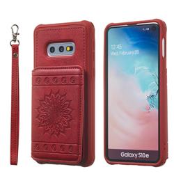 Luxury Embossing Sunflower Multifunction Leather Back Cover for Samsung Galaxy S10e (5.8 inch) - Red