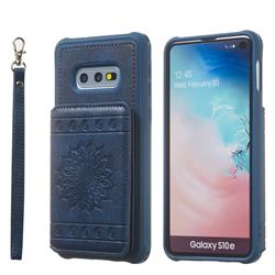 Luxury Embossing Sunflower Multifunction Leather Back Cover for Samsung Galaxy S10e (5.8 inch) - Blue