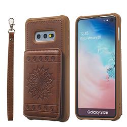 Luxury Embossing Sunflower Multifunction Leather Back Cover for Samsung Galaxy S10e (5.8 inch) - Coffee
