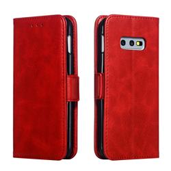 Retro Classic Calf Pattern Leather Wallet Phone Case for Samsung Galaxy S10e (5.8 inch) - Red