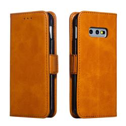 Retro Classic Calf Pattern Leather Wallet Phone Case for Samsung Galaxy S10e (5.8 inch) - Yellow